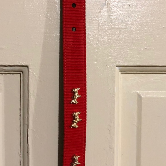 Escada Scottie Dog Belt Red Suede Buckle Italy - Picture 5 of 8